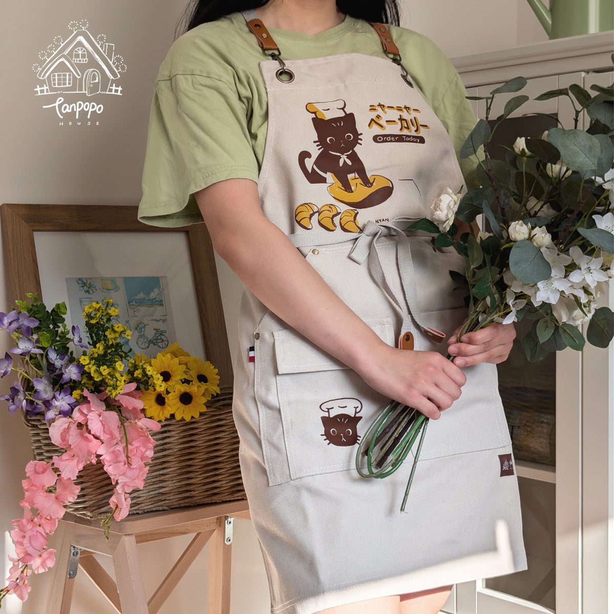 Canvas Apron - Nyan Nyan Bakery – Tanpopo House