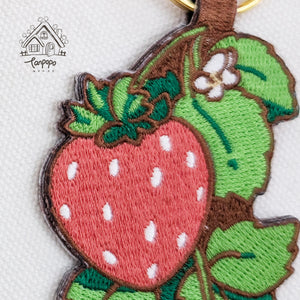 Embroidered Keychain - Strawberries