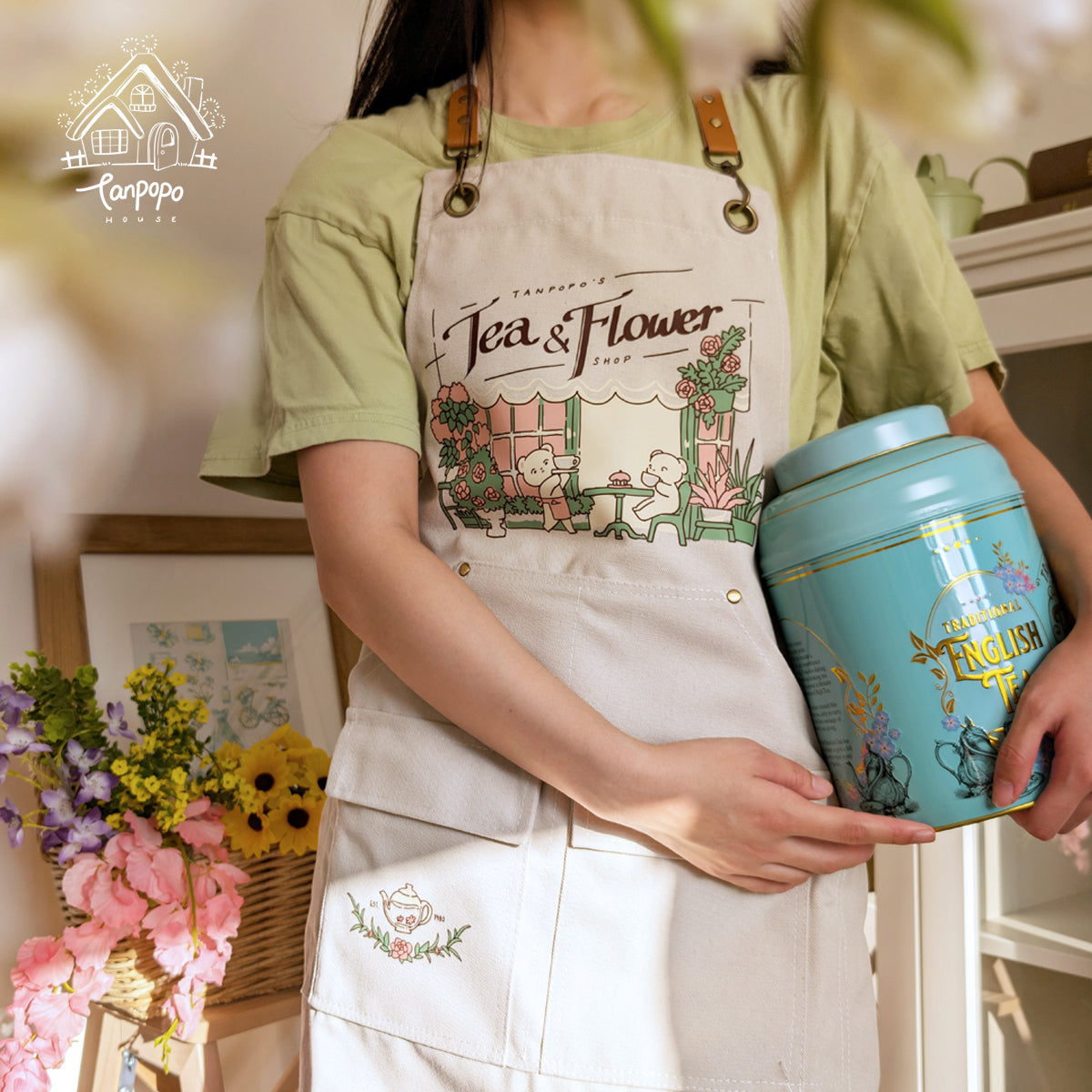 Canvas Apron - Tea & Flower