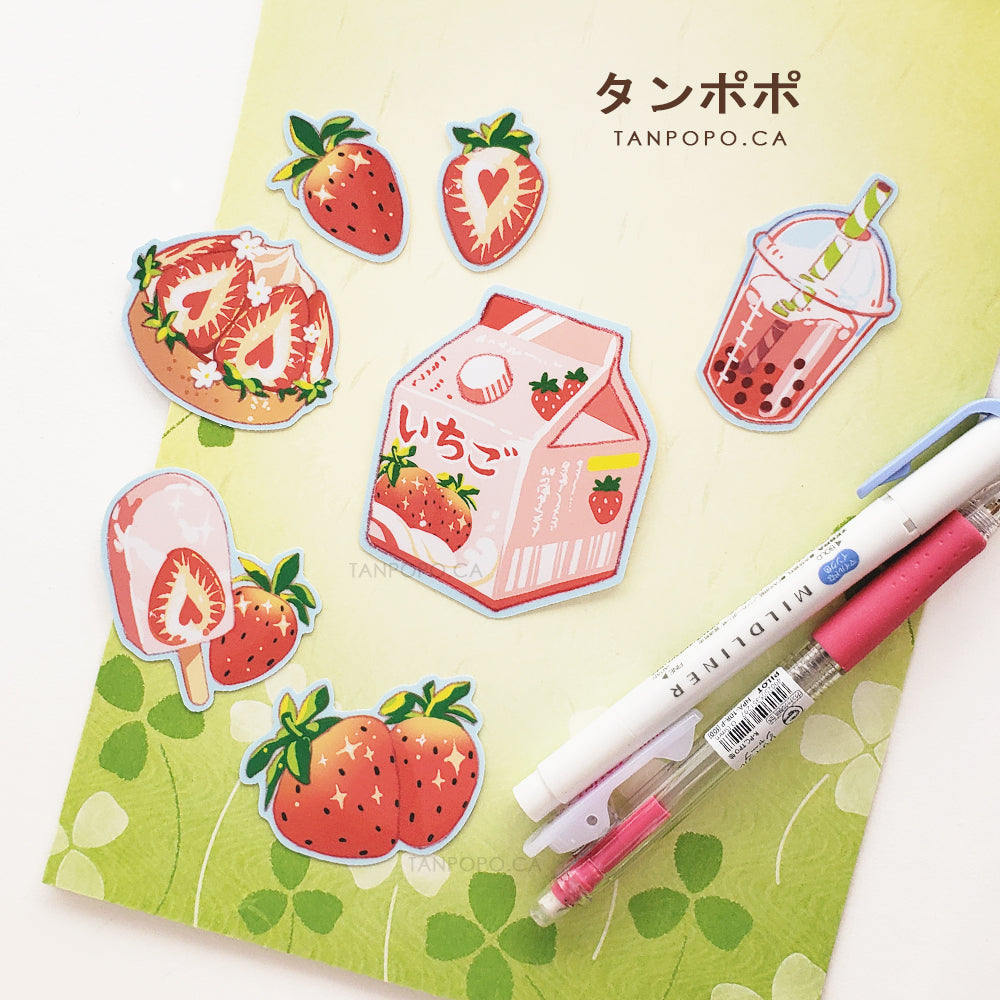 Summer Strawberries Vinyl Sticker Pack